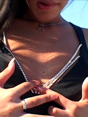 Ebony slut rides fat cock