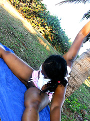 Morning stretching with black chick Cherokee