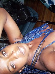 Black girlfriend shows erected clit closeup